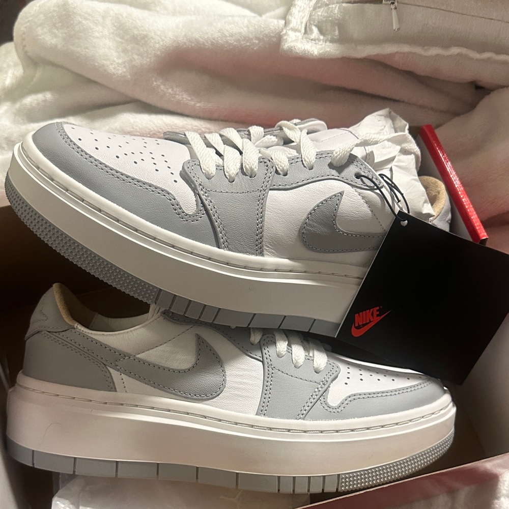 Nike Gray and White Low-Top Sneakers